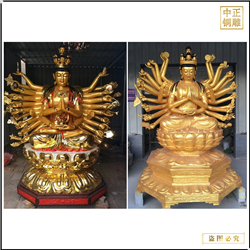 彩繪千手觀(guān)音菩薩銅像鑄造廠(chǎng)