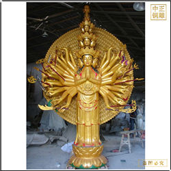 大型貼金千手觀音菩薩銅佛