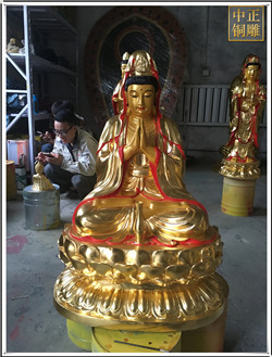 鎏金觀(guān)音銅像|加工鎏金觀(guān)音銅像